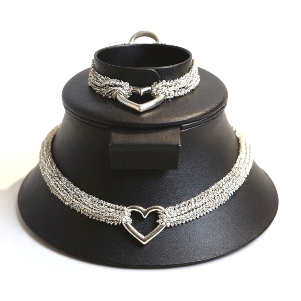 Tiffany & Co Sterling Silver Somerset Mesh Heart Necklace Bracelet Set